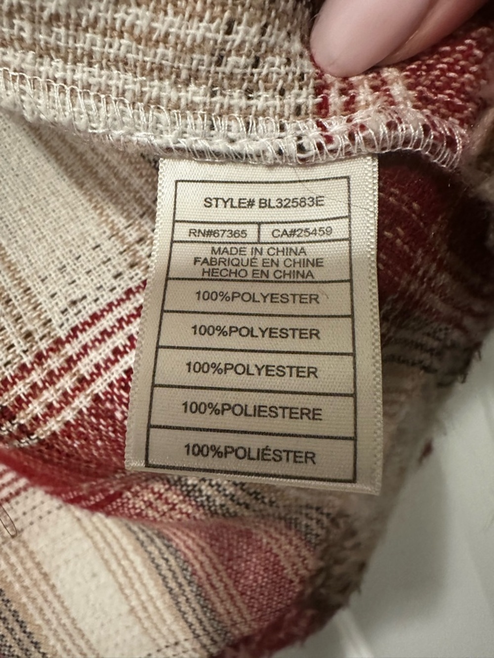 BB Dakota Burgundy & Cream Plaid Shacket size small - Picture 6 of 6